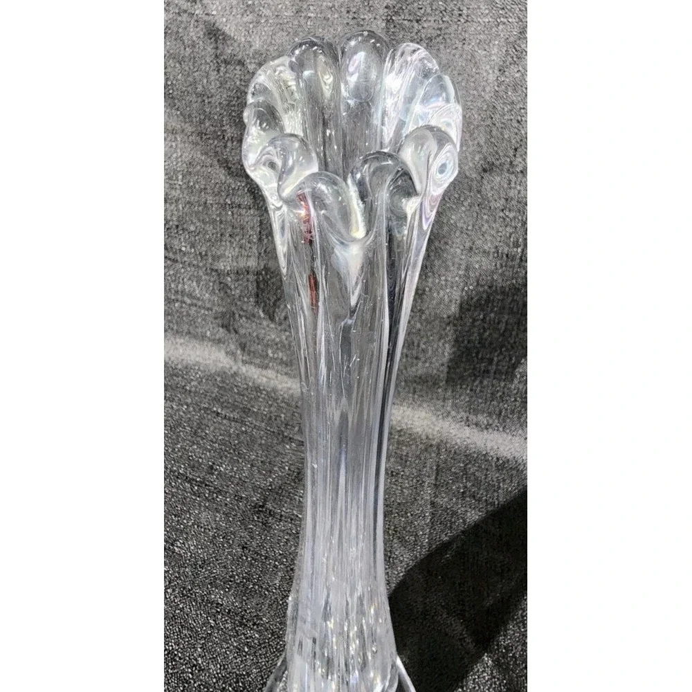 Vintage Clear‎ Ribbed Swung Stretch Glass Vase 12